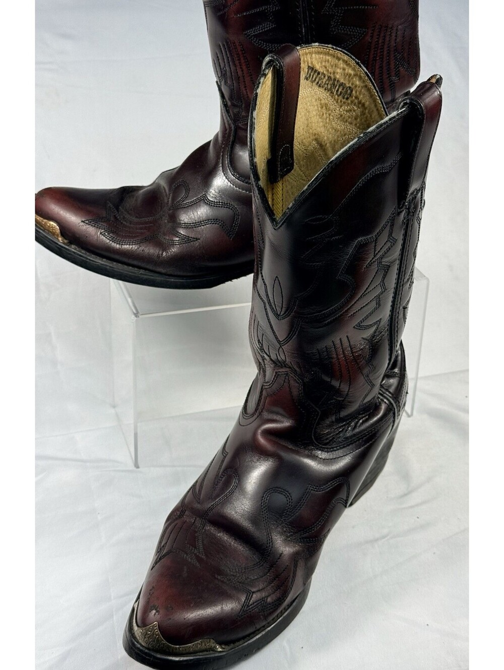 Durango Mens Western Cowboy Boots Black Cherry Leather 9.5 D Metal Toe Tip TR755